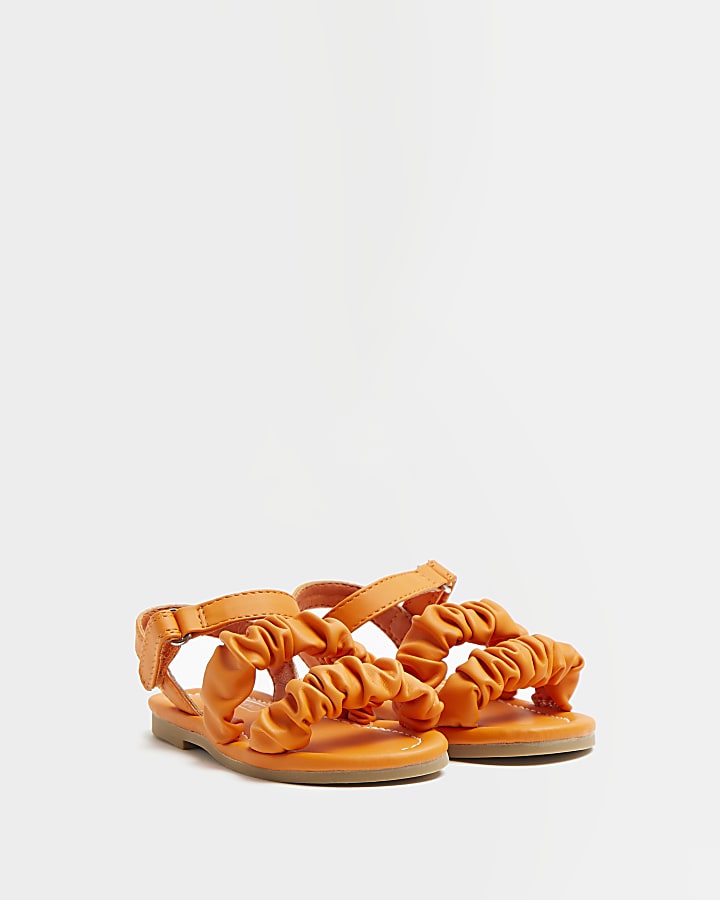 Mini girls orange ruched sandals