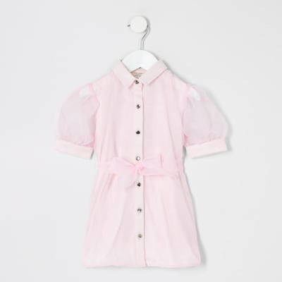 river island pink shirt dress