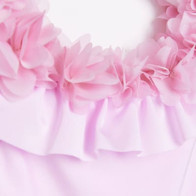 Mini Girls Pink 3D Flowers Swimsuit