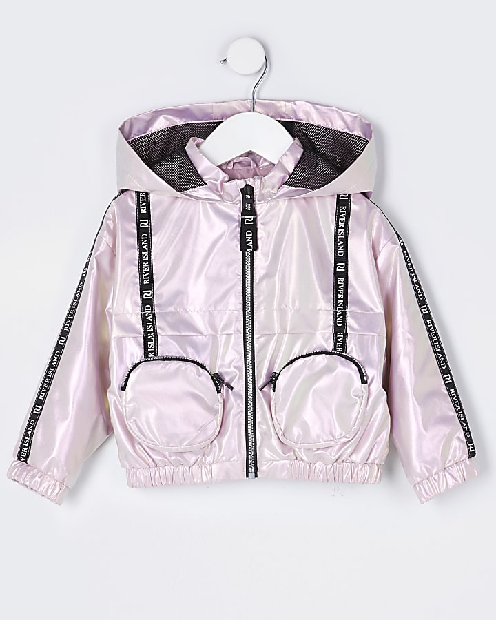 Mini girls pink 3D pocket bomber jacket