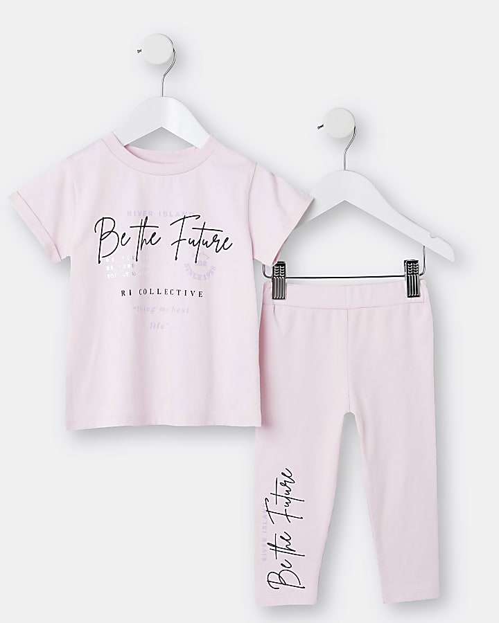 Mini girls pink 'Be The Future' leggings set