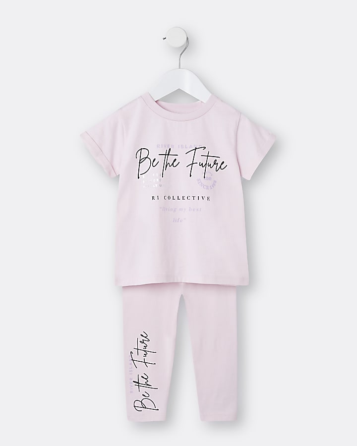 Mini girls pink 'Be The Future' leggings set