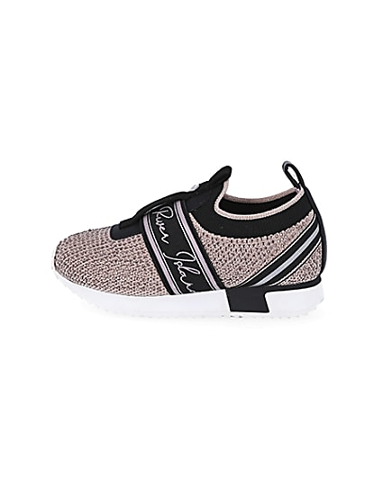 360 degree animation of product Mini girls pink bling runner trainers frame-3