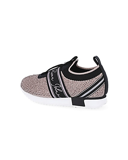 360 degree animation of product Mini girls pink bling runner trainers frame-4
