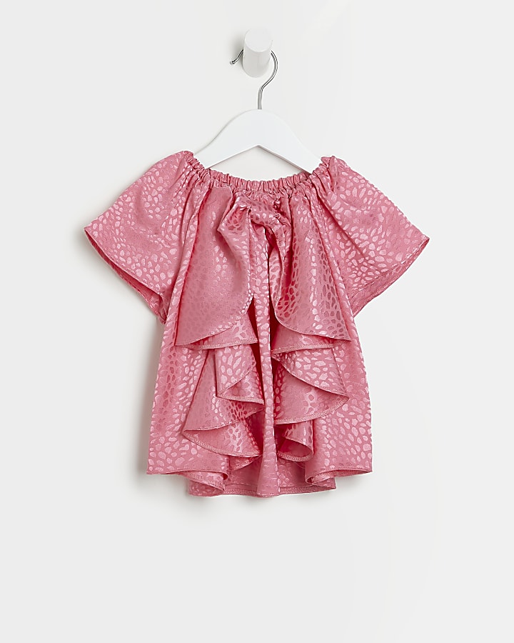 Mini girls pink bow blouse top