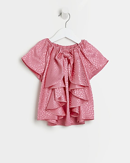 Mini girls pink bow blouse top