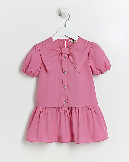 Mini girls Pink bow detail dress