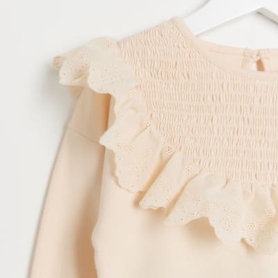 Mini Girls Pink Broidery Frill Leggings Set