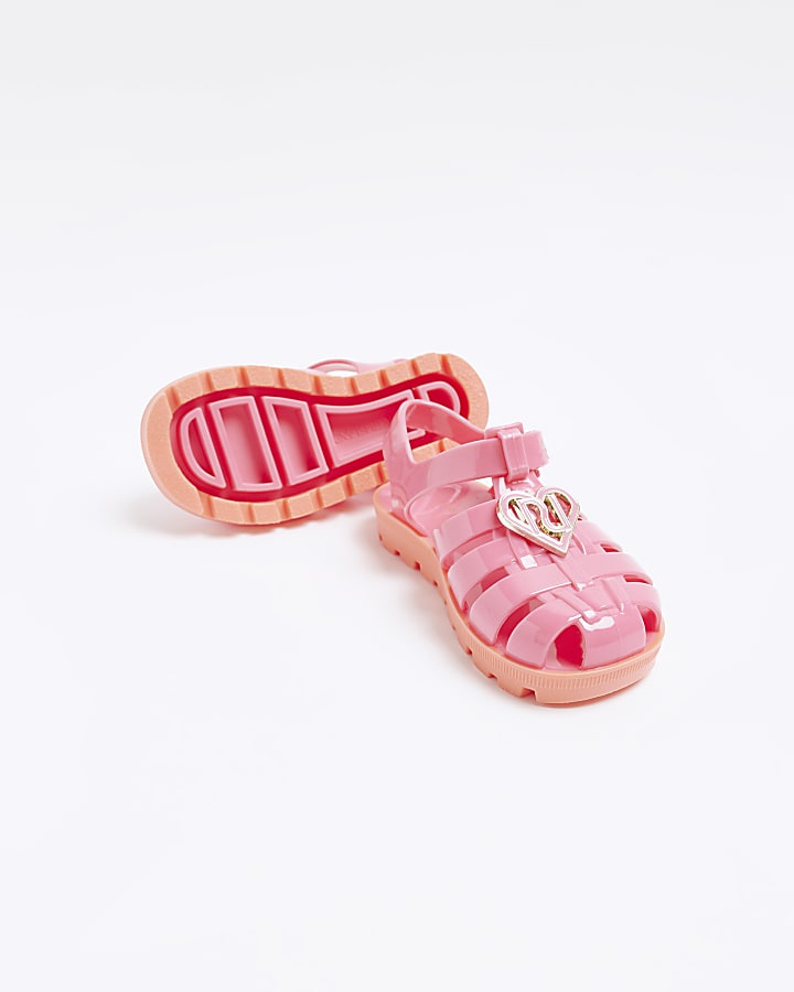 Mini girls Pink caged Jelly sandals