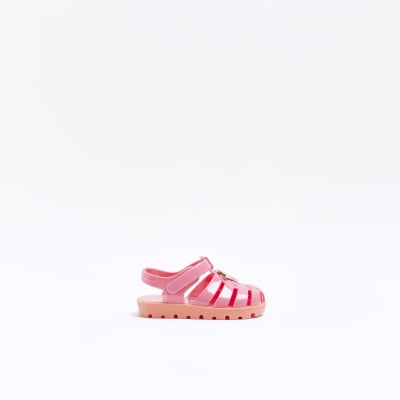 Mini girls Pink caged Jelly sandals