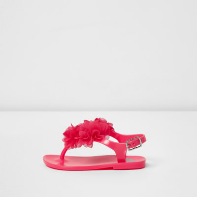 Mini girls pink corsage jelly sandals