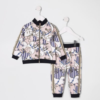 Mini girls pink cruise print tracksuit