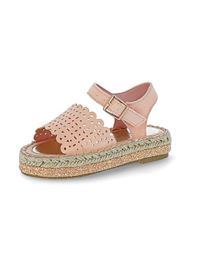 360 degree animation of product Mini girls pink cut out espadrille sandals frame-1