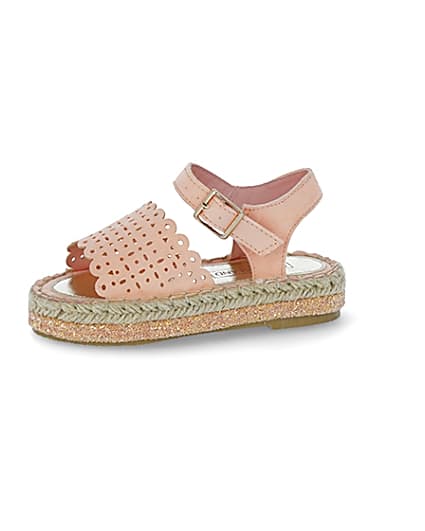 360 degree animation of product Mini girls pink cut out espadrille sandals frame-2