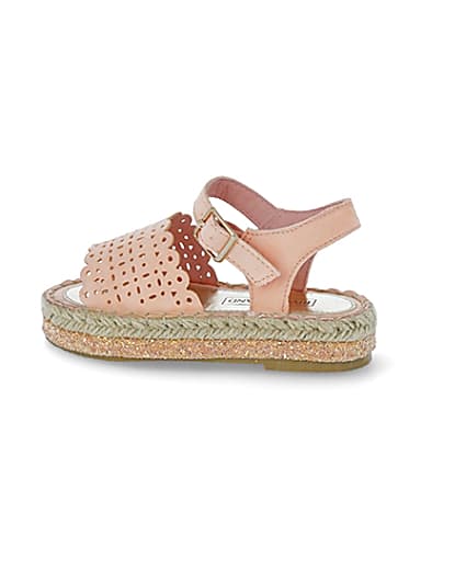 360 degree animation of product Mini girls pink cut out espadrille sandals frame-4