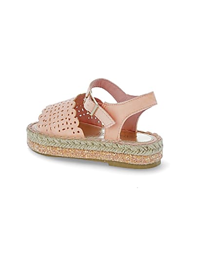 360 degree animation of product Mini girls pink cut out espadrille sandals frame-5