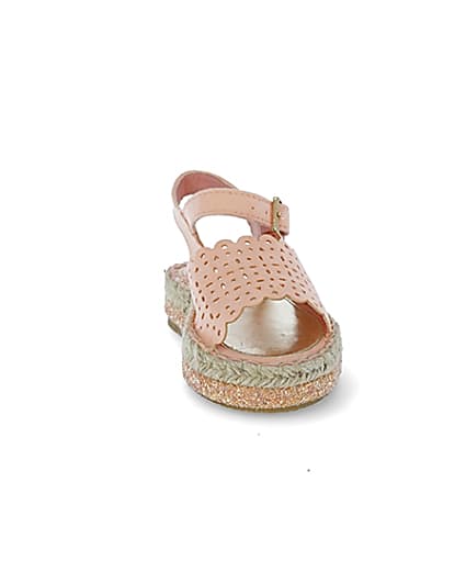 360 degree animation of product Mini girls pink cut out espadrille sandals frame-20