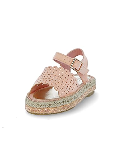 360 degree animation of product Mini girls pink cut out espadrille sandals frame-23