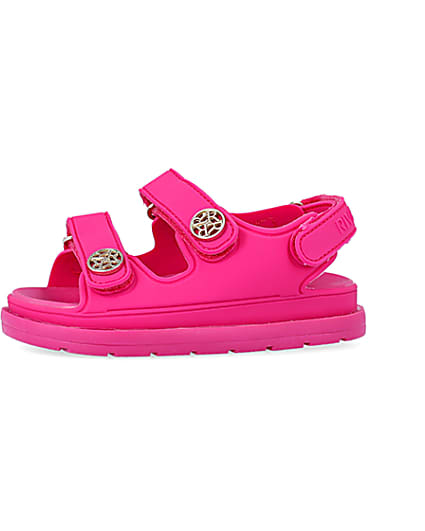 360 degree animation of product Mini girls pink double strap jelly sandals frame-2