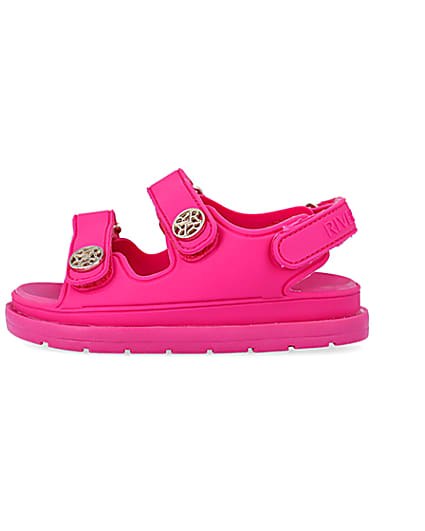 360 degree animation of product Mini girls pink double strap jelly sandals frame-3