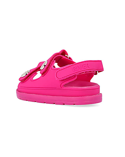 360 degree animation of product Mini girls pink double strap jelly sandals frame-6