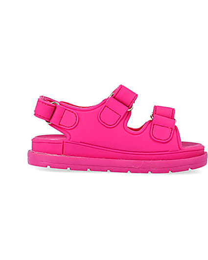360 degree animation of product Mini girls pink double strap jelly sandals frame-15