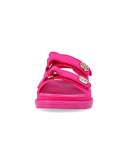 360 degree animation of product Mini girls pink double strap jelly sandals frame-21