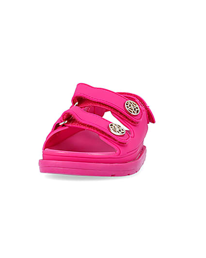 360 degree animation of product Mini girls pink double strap jelly sandals frame-22