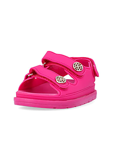 360 degree animation of product Mini girls pink double strap jelly sandals frame-23