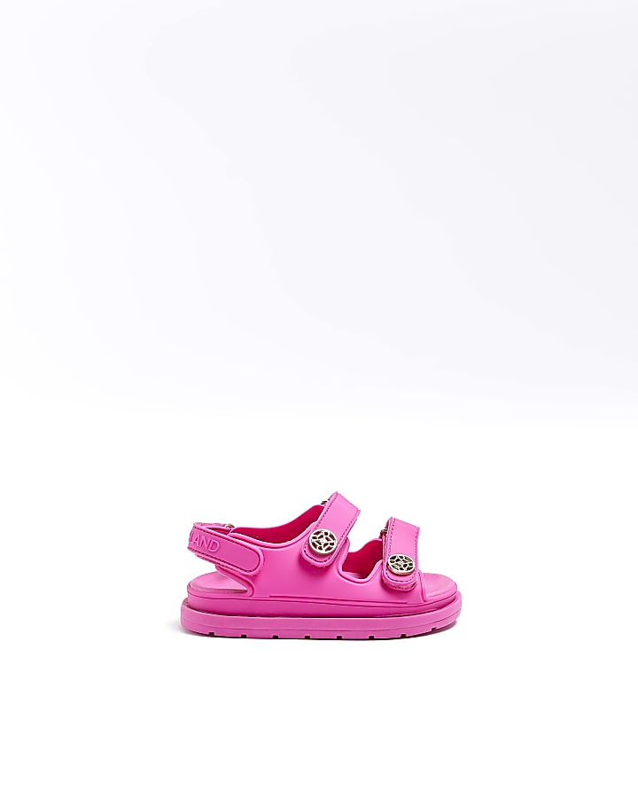 Mini girls pink double strap jelly sandals