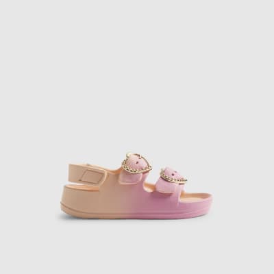 Mini Girls Pink Double Strap Ombre Sliders