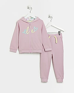 Mini Girls Pink ELLE Heart Jogger Outfit