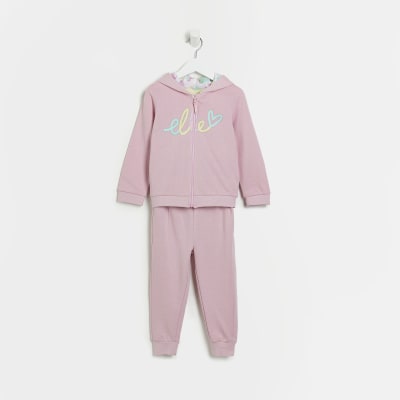 Mini Girls Pink ELLE Heart Jogger Outfit
