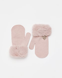 River Island Girls Accessories Gloves Mini girls faux fur Mittens 