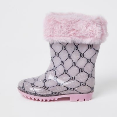 girls pink fur boots