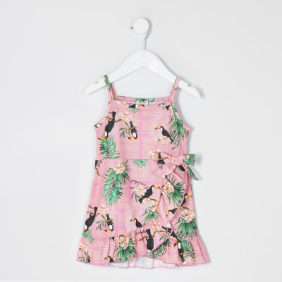 pink frill wrap dress