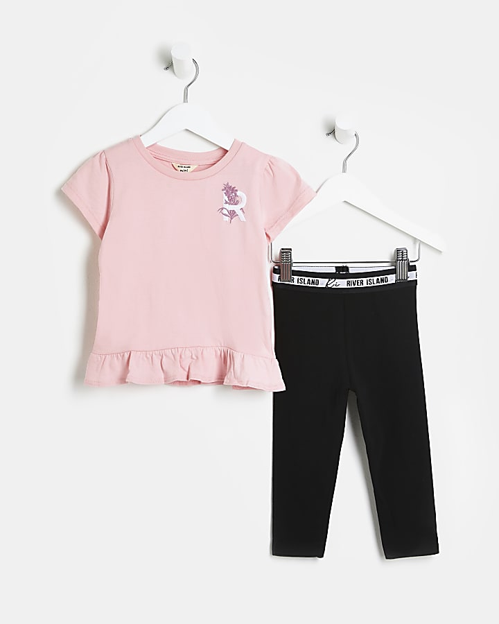 Mini Girls Pink Floral t-shirt outfit