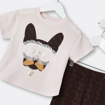Mini girls pink Frenchie pyjama outfit