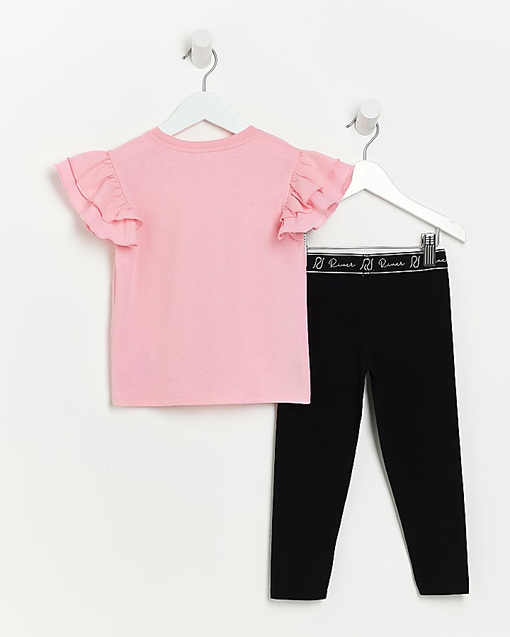 Mini girls Pink Frill t-shirt outfit