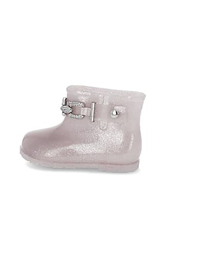 360 degree animation of product Mini girls pink glitter chain wellie boots frame-4