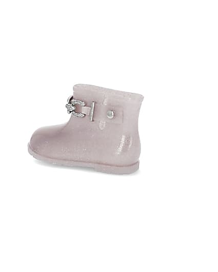360 degree animation of product Mini girls pink glitter chain wellie boots frame-5