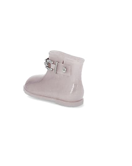 360 degree animation of product Mini girls pink glitter chain wellie boots frame-6