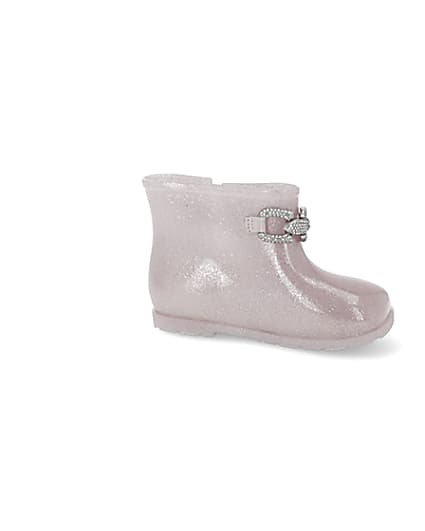 360 degree animation of product Mini girls pink glitter chain wellie boots frame-16