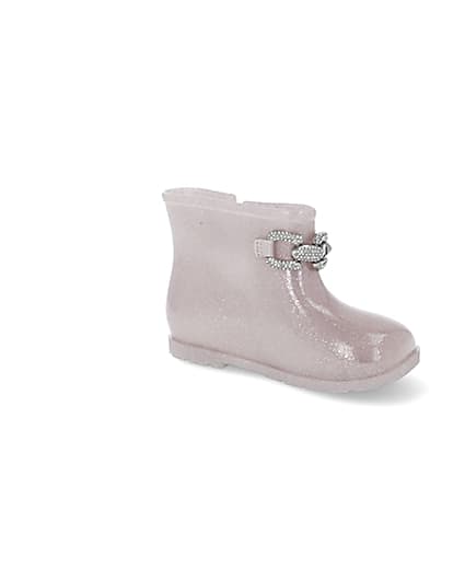 360 degree animation of product Mini girls pink glitter chain wellie boots frame-17