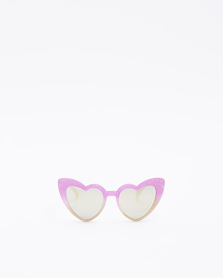 Mini girls pink glitter heart sunglasses