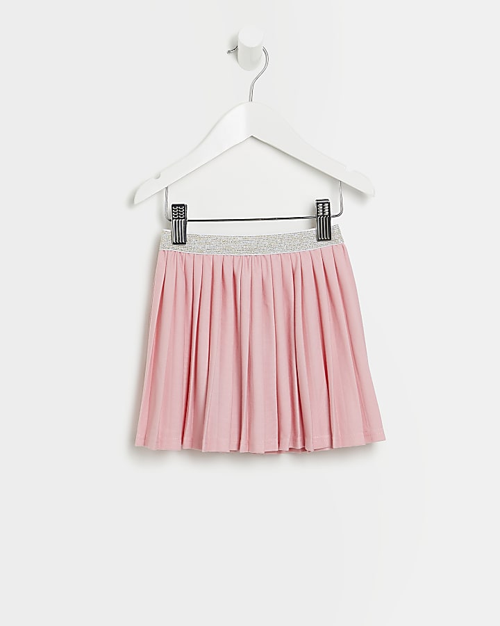 Mini girls pink glitter pleated skirt