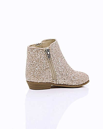 360 degree animation of product Mini girls pink glitter western ankle boots frame-12