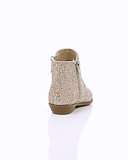 360 degree animation of product Mini girls pink glitter western ankle boots frame-15