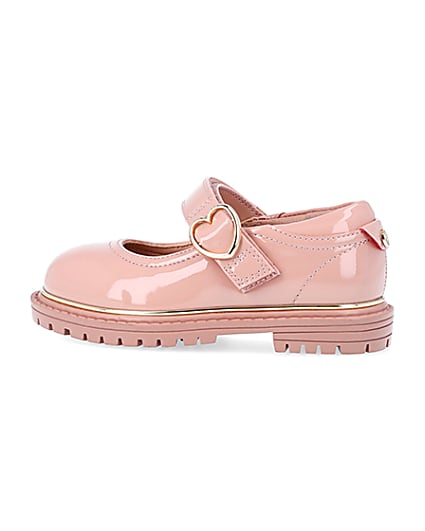 360 degree animation of product Mini girls pink heart buckle mary jane shoes frame-4
