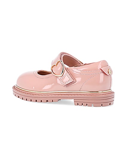 360 degree animation of product Mini girls pink heart buckle mary jane shoes frame-5